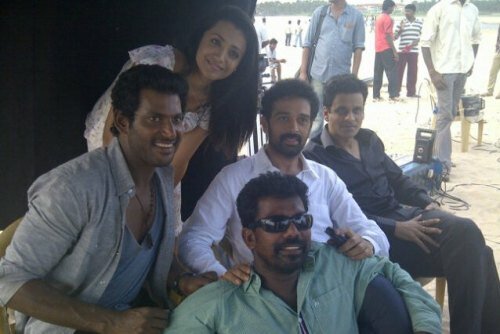 South Indian actress Trisha Krishnan’s father passes away Trisha Krishnan, Manoj Bajpai (extreme right) and Vishal (extreme left) on the final shoot of Samar
